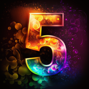 Number 5, illustrated, colourful