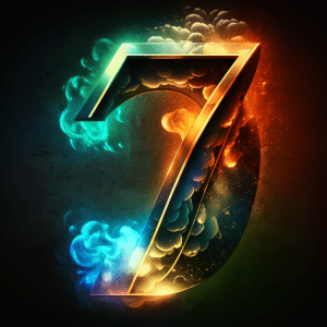 Number 7, illustrated, colourful