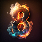 Number 8, illustrated, colourful