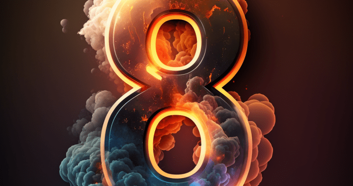 Number 8, illustrated, colourful