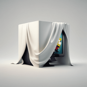 computer hidden under a cloth
